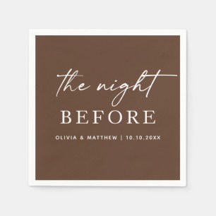 Chocolate Brown Elegant Script Rehearsal Dinner Napkin