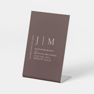 Chocolate Brown Formal Elegant Soft Wedding Pedestal Sign