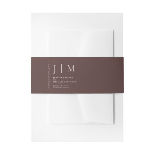 Chocolate Brown Formal Modern Event Suite Wedding Invitation Belly Band