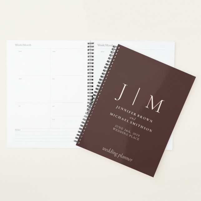 Chocolate brown Formal Simple Day Wedding Planner (Display)