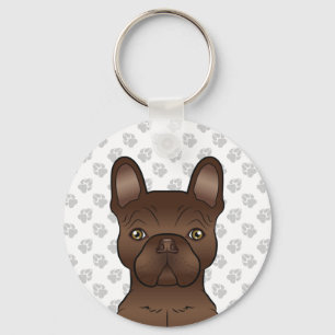 Chocolate Brown French Bulldog Cute Cartoon Dog Keychain