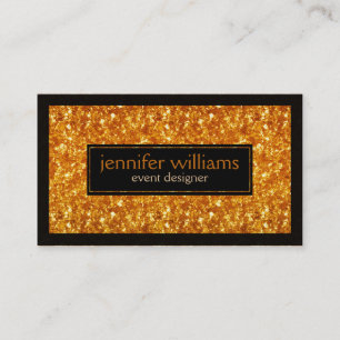 Chocolate brown Glitter Black Accents Business Card