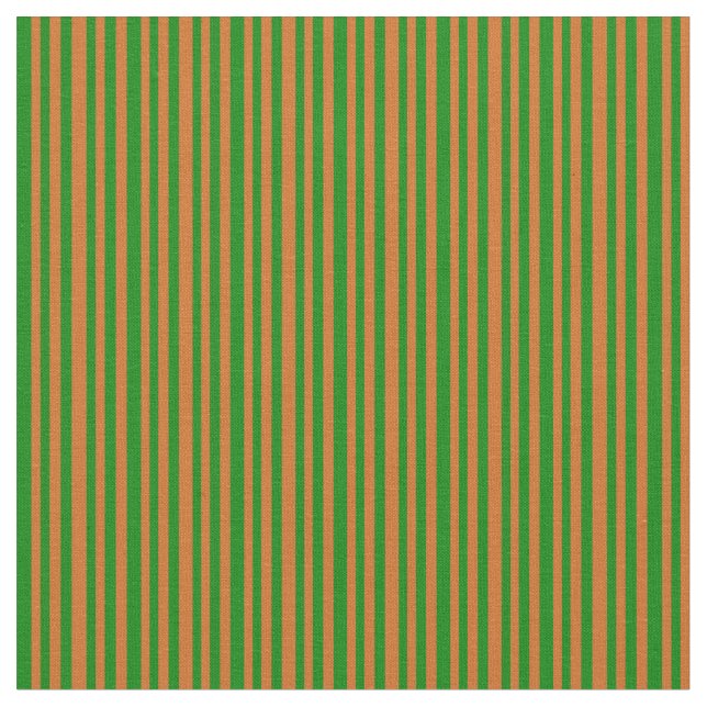 Chocolate Brown & Green Stripes Pattern Fabric (Close Up)