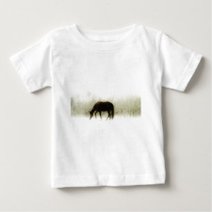 Chocolate Brown horse in the fog Baby T-Shirt