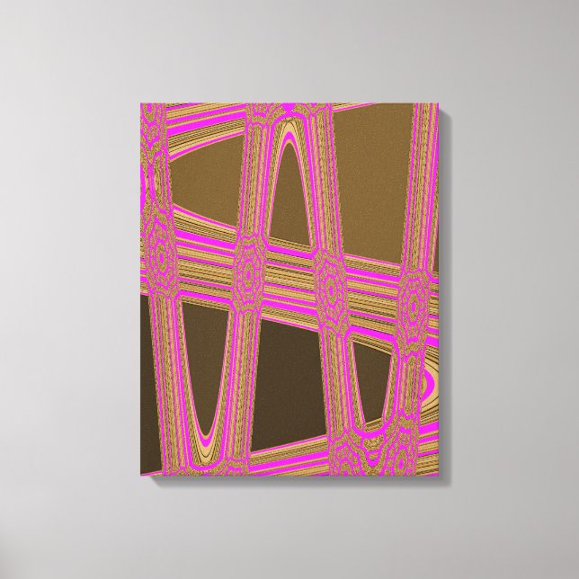 Chocolate Brown Hot Pink Modern Abstract Wave Canvas Print (Front)