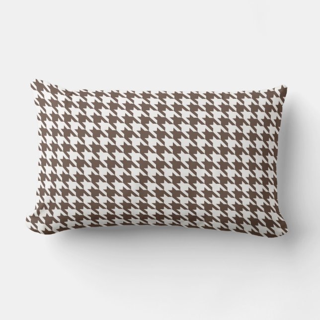 Chocolate Brown Houndstooth Lumbar Pillow (Front)