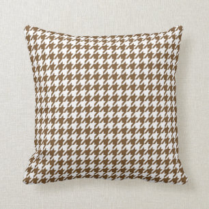 Chocolate Brown Houndstooth Throw Pillow