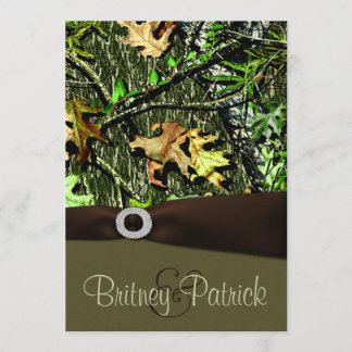 Chocolate Brown Hunting Camo Wedding Invitations