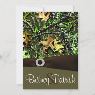 Chocolate Brown Hunting Camo Wedding Invitations