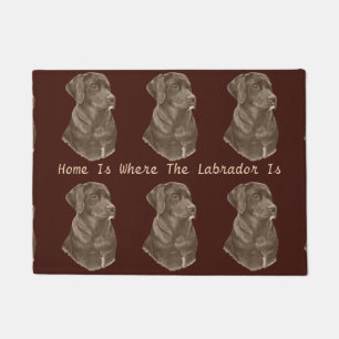 chocolate brown Labrador retreive dog portrait art Doormat