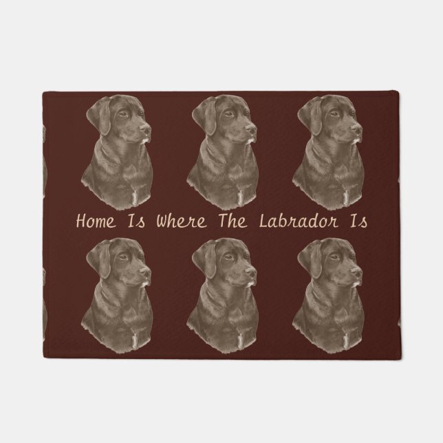 chocolate brown Labrador retreive dog portrait art Doormat (Front)