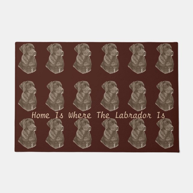 chocolate brown Labrador retreive dog portrait art Doormat (Front)