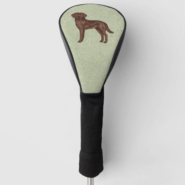 Chocolate Brown Labrador Retriever Cartoon Dog Golf Head Cover (Front)