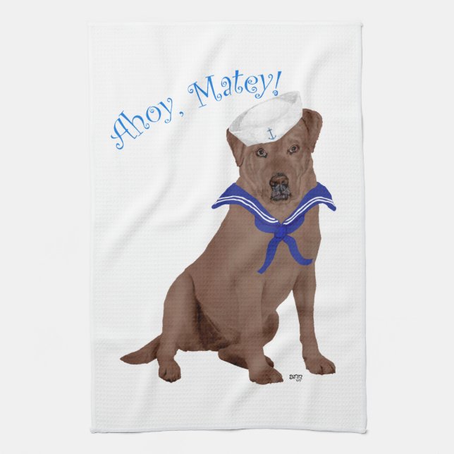 Chocolate Brown Labrador Retriever Kitchen Towel (Vertical)