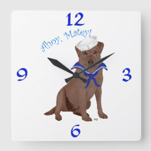 Chocolate Brown Labrador Retriever Square Wall Clock