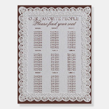 Chocolate Brown Lace Doily Wedding Seating Charts
