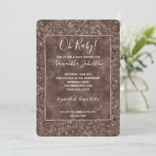 Chocolate Brown Leopard Print Glitter         Invitation