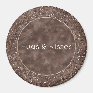 Chocolate Brown Leopard Print Glitter         Magnet