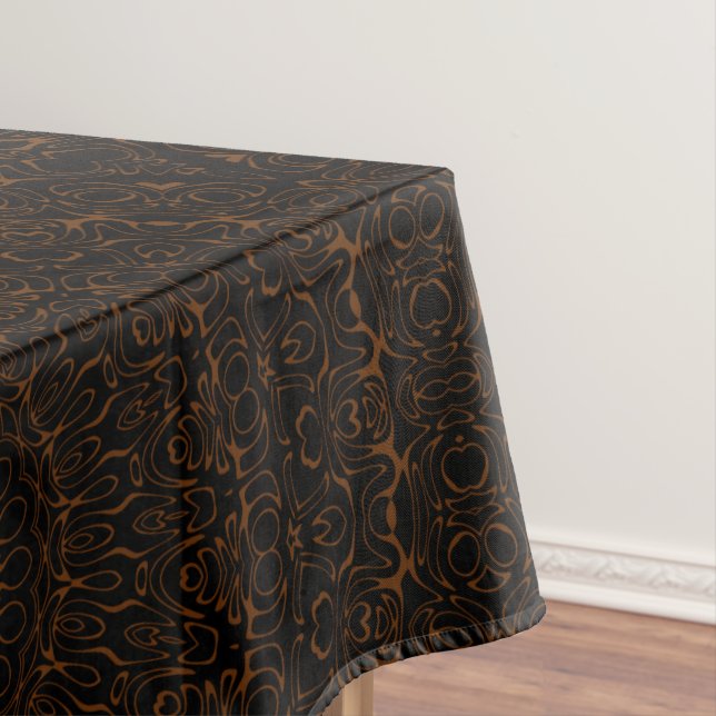 Chocolate Brown Mandala with Intricate Symmetry Tablecloth (In Situ)