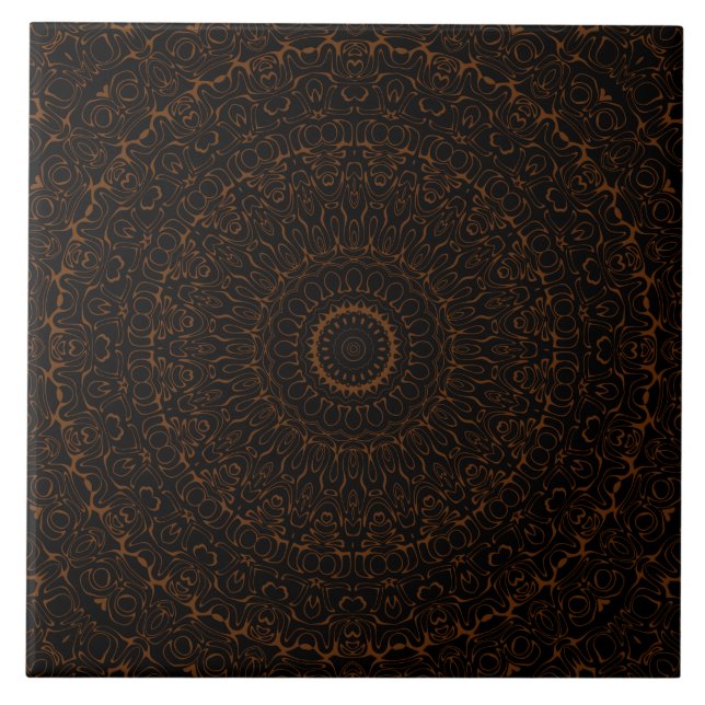 Chocolate Brown Mandala with Intricate Symmetry Tile (Front)