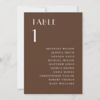 Chocolate Brown Minimalist Wedding Seating Chart