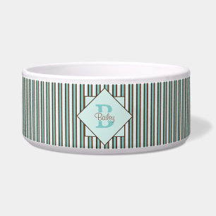 Chocolate Brown & Mint Green Stripes Monogram