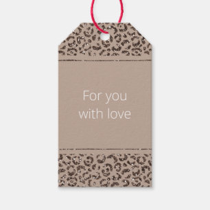 Chocolate Brown Mocha Cream Leopard Glitter Gift Tags
