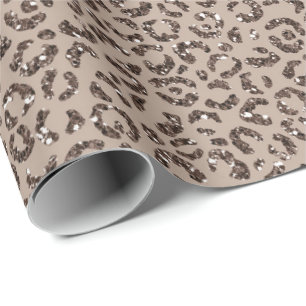 Chocolate Brown Mocha Cream Leopard Glitter       Wrapping Paper