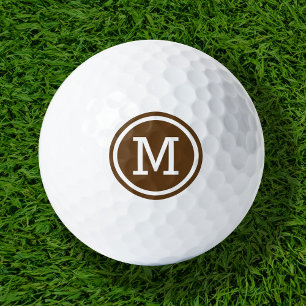 Chocolate Brown Monogram Personalized Golf Balls