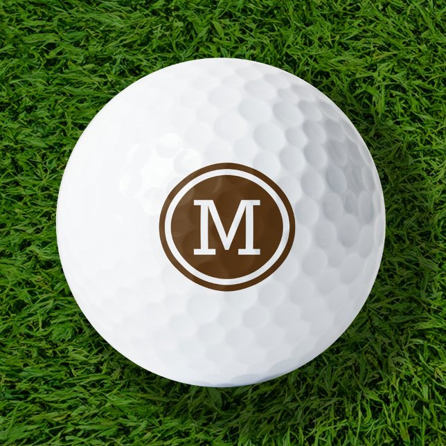 Chocolate Brown Monogram Personalized Golf Balls (Creator Uploaded)