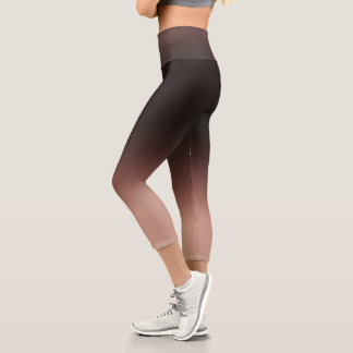 Chocolate Brown Ombre Elegant Gradient Capri Leggings