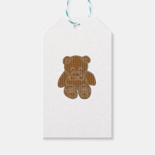 Chocolate Brown Pastel Gingham Check Teddy Bear Cl Gift Tags