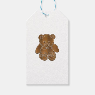 Chocolate Brown Pastel Gingham Check Teddy Bear Cl Gift Tags
