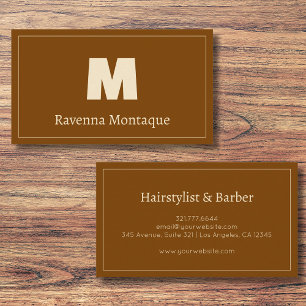 Chocolate Brown Personalized Monogram Letter Name Business Card