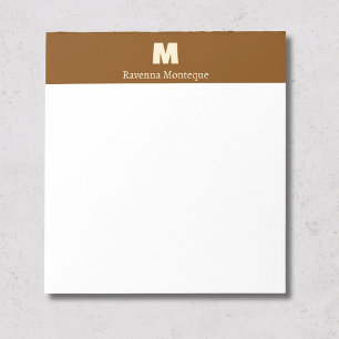 Chocolate Brown Personalized Name Letter Monogram Notepad