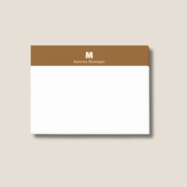 Chocolate Brown Personalized Name Letter Monogram Post-it Notes (Creator Uploaded)