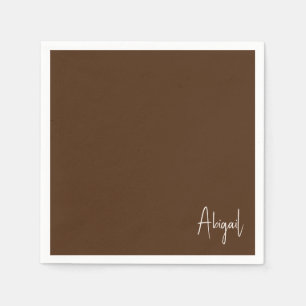 Chocolate Brown  Personalized Shower Cocktail Napkin