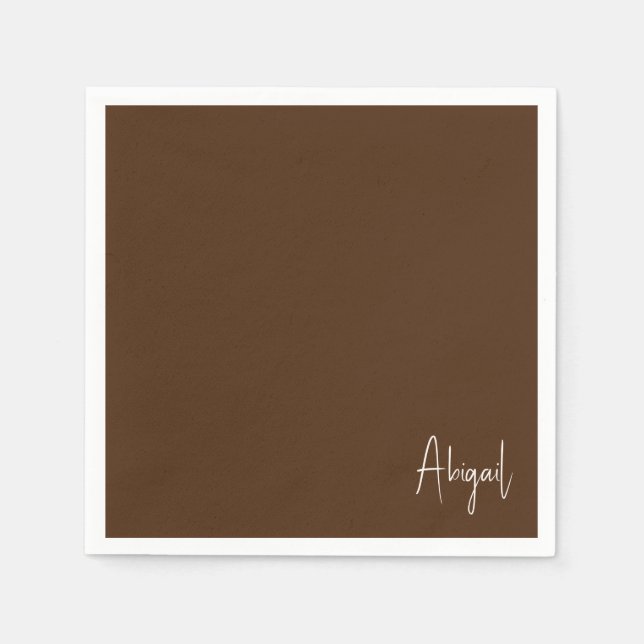 Chocolate Brown  Personalized Shower Cocktail Napkin (Front)