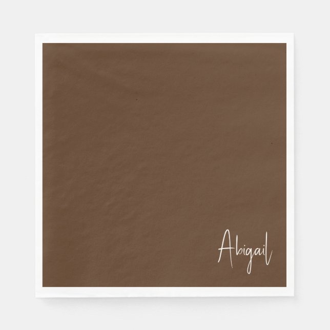 Chocolate Brown  Personalized Shower  Napkin (Front)