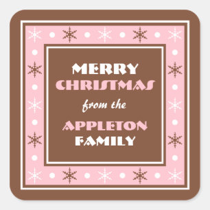Chocolate Brown & Pink Holiday Envelope Seals