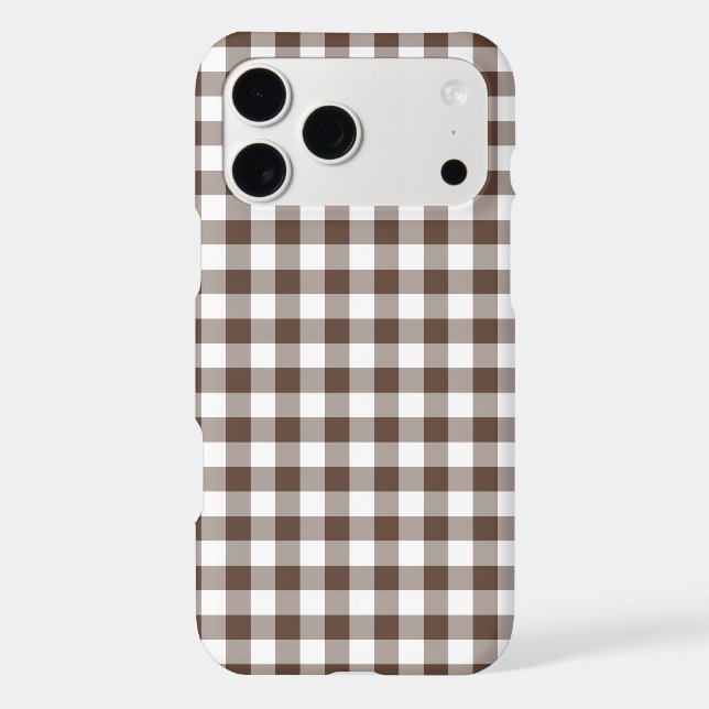 Chocolate Brown Plaid Gingham Retro iPhone Case (Verso)