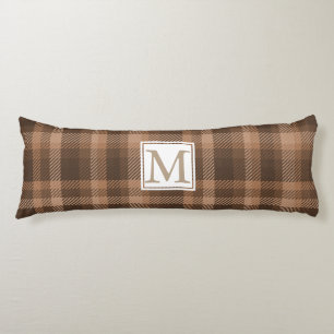 Chocolate Brown Plaid Monogrammed Body Pillow