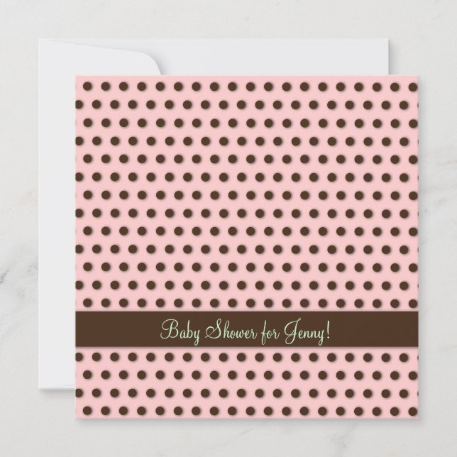 Chocolate Brown Polkadot Pattern Invitation (Front)