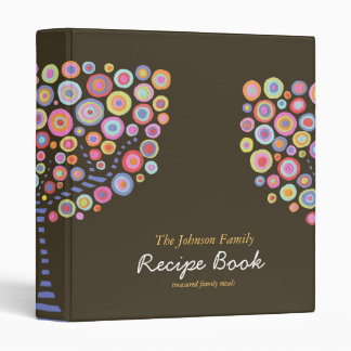 Chocolate Brown Retro Circle Tree Recipe Binder