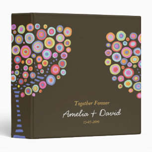 Chocolate Brown Retro Circle Tree Wedding Album Binder