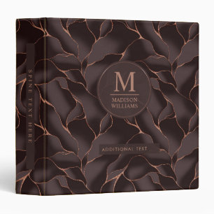 Chocolate Brown & Rose Gold Abstract Wave Pattern Binder