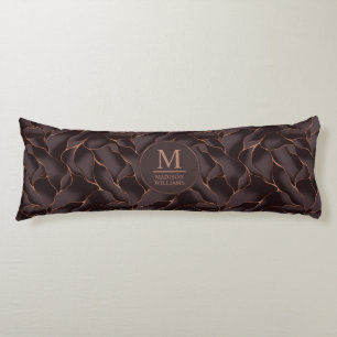 Chocolate Brown & Rose Gold Abstract Wave Pattern Body Pillow