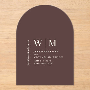 Chocolate Brown Simple Formal Wedding Acrylic Invitations