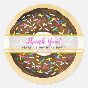 Chocolate Brown Sprinkle Doughnuts Birthday Party Classic Round Sticker
