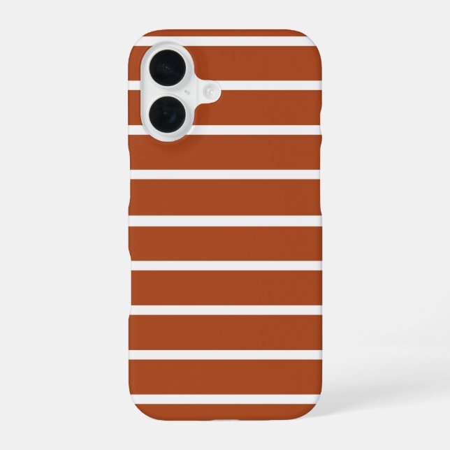 Chocolate Brown Stripes Design  iPhone 16 Case (Back)